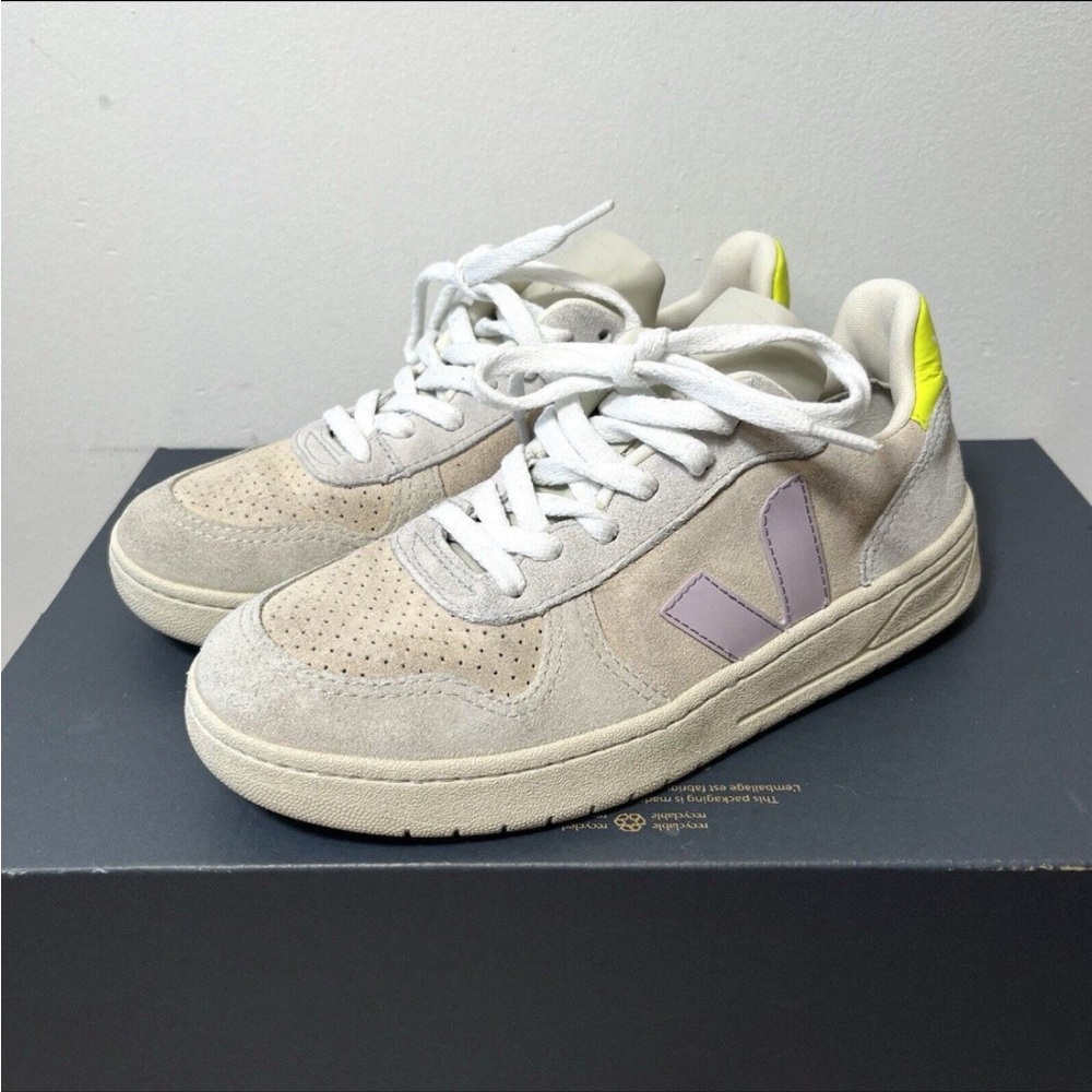 Veja V10 Suede Multicolor Lifestyle Casual Sneakers Sable Parme Women’s size 6